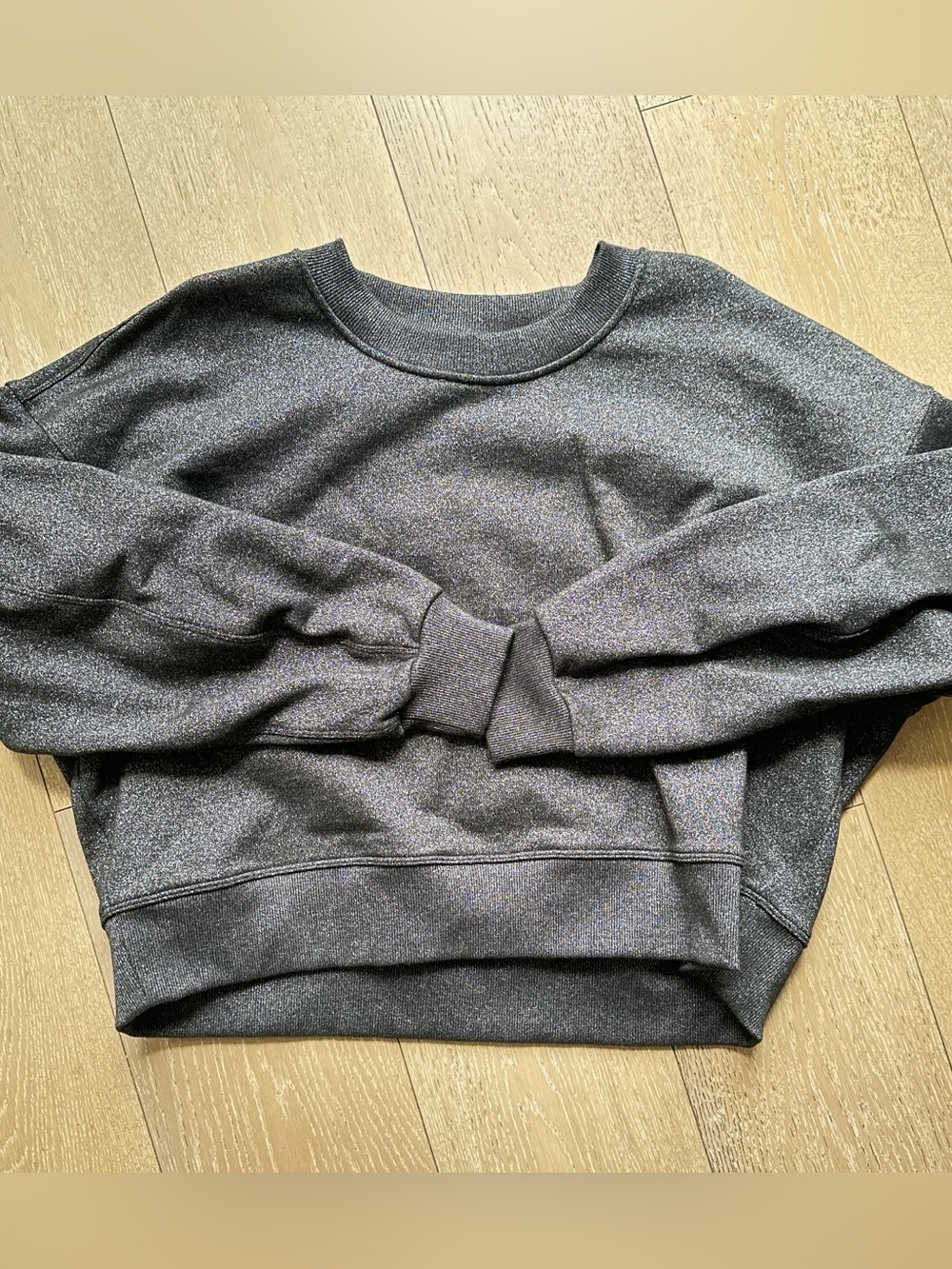 NWOT Lululemon POCC Black Metallic Shimmer Crew Sweatshirt Size 12